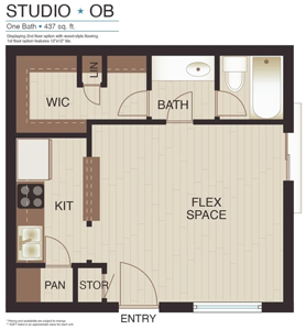 Studio Plan - OB - 437 Sq. Ft.*