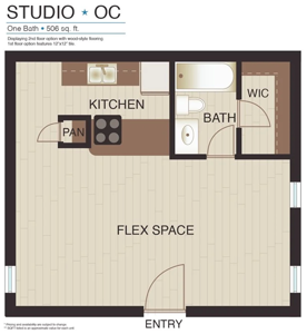 Studio Plan - OC - 506 Sq. Ft.*